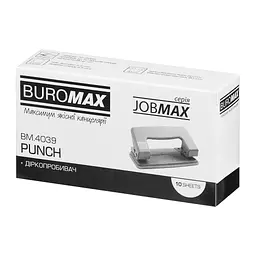Діркопробивач Buromax металевий JOBMAX, до 10 аркушів, 100 х 55 х 50 мм, чорний (BM.4039-01) - мініатюра 6