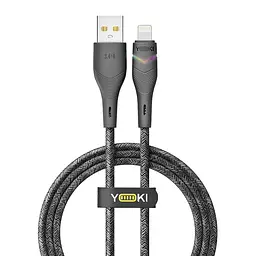 Кабель для заряджання та обміну даними Yoki YK-RG24 RGB Series USB/Lightning 12W 2.4A/5V 1.2 м Чорний