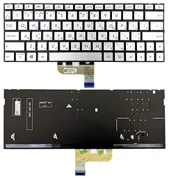 Клавіатура Asus ZenBook 13 UX333FA UX333FN срібляста без рамки Прямий Enter підсвітка PWR UKR Original PRC (0KN1-6A2UA13)