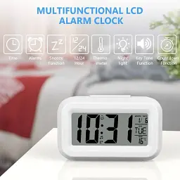 Компактний настільний цифровий годинник будильник Vicloon Digital Alarm Clock білий (SKU-121) - мініатюра 3