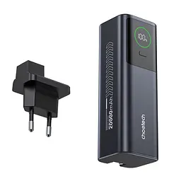 Повербанк 20000mAh Choetech B1012 Grey 100W з EU адаптером QC3.0 PD3.0, вбудований кабель (43-00164)