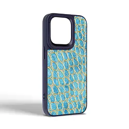 Кожаный чехол для Apple iPhone 15 Pro, Harder Crocosaur, синий, термополиуретан ТПУ + экокожа с текстурой крокодила, панель, защита корпуса, противоударный, микрофибра, рамка вокруг камеры, защита всего корпуса, (ARM76706) - мініатюра 2