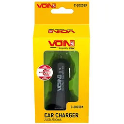 Автомобільний зарядний пристрій Voin 2USB 12/24V - 5V 2.1A (C-2023BK) - мініатюра 3