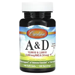 Витамин А Vitamin A&D 100 Soft Gels Carlson vit0006341