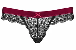 Мереживні стрінги Obsessive Rossita L/XL чорний-червоний - мініатюра 7