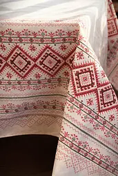 Скатертина Ecotton 150х180 см бавовняна в етно стилі з українською вишивкою біла (23699) - мініатюра 5