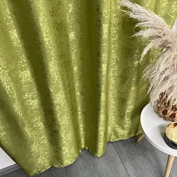Жакардові штори оливкового кольору 2шт. 150х270 з білим шифоновим тюлем 400х270, на тасьмі ALBO pbe0052675 - мініатюра 6