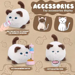 Інтерактивна м'яка іграшка AiDA Smart Blinking Cat біло-коричнева (AD54098) - мініатюра 6