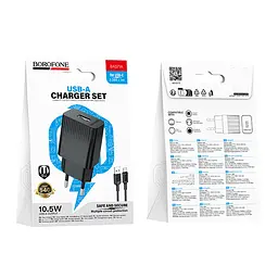 Сітчасте зарядне пристрій з кабелем BOROFONE BAS71A Source single-port charger set(Type-C) Чорний - мініатюра 2