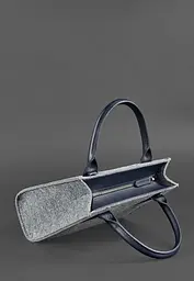 Фетрова жіноча сумка-кроссбоді Blackwood з шкіряними синіми вставками - мініатюра 5