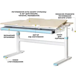 Дитячий стіл Evo-kids TH-360 Lite Blue (арт. TH-360 TG/BL Lite) - мініатюра 2