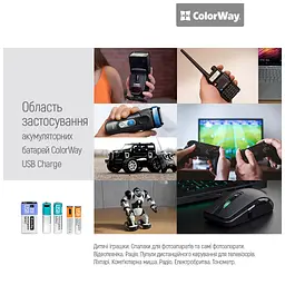Акумулятор Крона USB-С 390 mAh 9V (Li-Polymer) ColorWay (CW-UB9V-06) - мініатюра 9