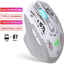 Миша бездротова HYSJ Т38 з акумулятором та підсвічуванням 2.4G Bluetooth White - мініатюра 5