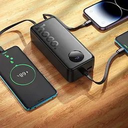 Акумулятор зовнішній Hoco j132B Sabio 30000mAh із вбудованим кабелем чорний - мініатюра 3