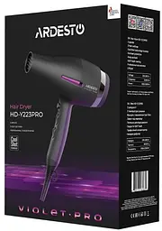 Фен Ardesto HD-Y223PRO, Black, 2200W, 2 швидкості, 3 режими, дифузор, концентратор, функція "Cool Shot", захист від перегріву, Soft Touch покриття - мініатюра 6