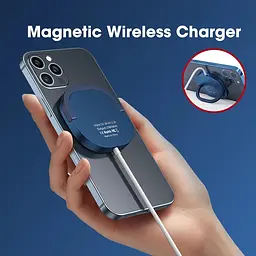Зарядка Qi 2in1 MagSafe wireless charger with holder JYD-WC92 15W Max синя - мініатюра 3