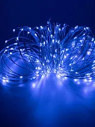 Світлодіодна новорічна LED гірлянда-нитка "КРАПЛІ РОСИ" на батарейках + USB 100LED 10 м Синій (90887083) - мініатюра 5