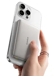 Павербанк Baseus PicoGo Ultra-Slim Qi2 Silver 10 000 mAh / 27 Вт (E0027203) - мініатюра 4