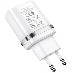 Зарядний пристрій 220 В 2 USB з кабелем 2.4 A USB - Micro USB Hoco N1 Speedy Білий - мініатюра 2