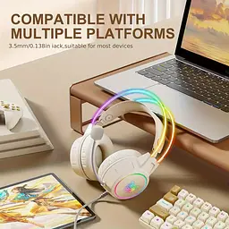 Накладні ігрові навушники Onikuma X15 Pro дротові з гарнітурою та RGB-підсвіткою білі - мініатюра 5