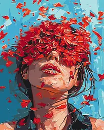 Картина за номерами Дівчина у квітах 40x50 см Origami LW 3413