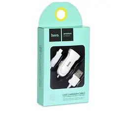 АЗП Hoco Z2 Car charger set with Micro cable 1USB 1.5A White - мініатюра 2