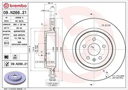 Диск гальмівний вентильований Tesla Model S, Model X 12-25р Brembo (09.N266.21)