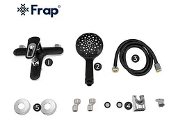 Змішувач для ванни Frap F3249-6, чорний/хром, Чорний матовий - мініатюра 7