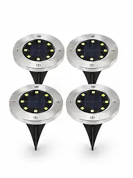 Садові світильники на сонячній батареї 4 шт з кілочком 8 LED (49676023)