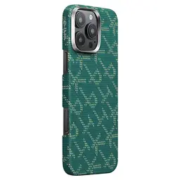 Карбоновий чохол Pitaka Tactile Woven Case PTK Classic Monogram Gold Green для iPhone 16 Pro Max (KI1601PTKP) - мініатюра 2