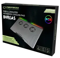 Підставка для ноутбука до 17" Esperanza "Boreas", Grey, 3x8 см вентилятори (20-26 dB, 2200-2500 rpm), 8 режимів RGB підсвічування, 2xUSB, 420x270x30 мм (EGC108) - мініатюра 5