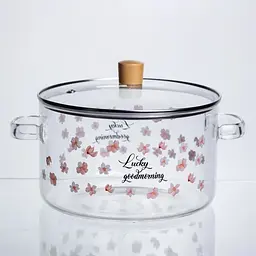 Каструля скляна Yiwu HP-34-106 з боросилікатного скла 3.5 л, діаметр 20 см, з кришкою