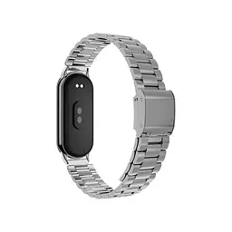 Ремінець для фітнес-браслета Tamister для Xiaomi Mi Band 8 і 9 металевий тип В із застібкою сріблястий - мініатюра 3
