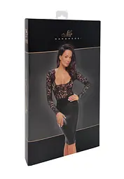 Сукня Noir Handmade F295 Euphoria, L, black, мереживо, глибоке декольте, спідниця міді під латекс
