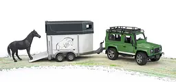 Джип Bruder Land Rover Defender з причепом для перевезення коней (02592) - мініатюра 3