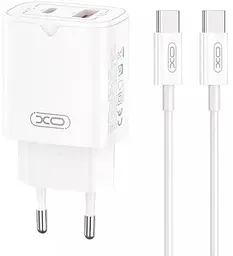 Зарядний пристрій XO L130 30W/1USB+ 1USB-C White