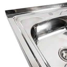 Кухонна мийка Platinum 8060 L з нержавіючої полірованої сталі 0.7 мм прямокутна 80x60 см (SP000000580) - мініатюра 4