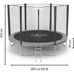 Батут Jumi Motion Sport Line 10ft (305см) з зовнішньою сіткою сірий - мініатюра 2