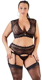 Комплект білизни Cottelli Curves Lace Set, L (чорний)