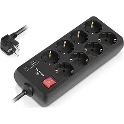 Мережевий фільтр живлення REAL-EL RS-PROTECT 805 3m, black (EL122300043) - мініатюра 2