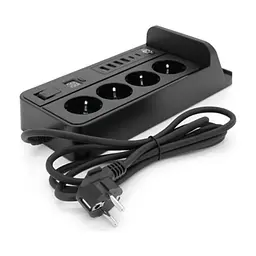Мережевий фільтр живлення Voltronic G12H, 4 роз, 4USB 3,2А, 2 Type-C, 2м Black (YT-G12H)