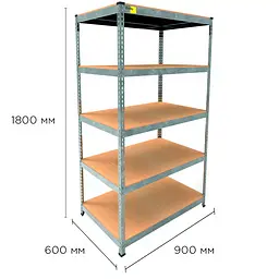 Металевий стелаж Emby Light Series (розмір 1800х900x600мм) 5 полиць ДСП до 100кг Оцинкований - мініатюра 2