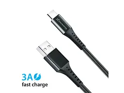 Кабель Grand-X USB-type C FC-12B 3A, 1.2m, Fast Сharge, Black товст.нейлон обплетення, преміум BOX - мініатюра 3