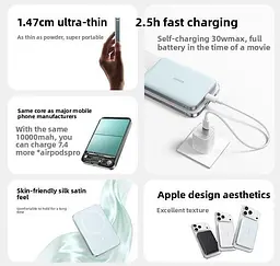 Павербанк Anker MagGo A1664 Ultra Slim магнітний з бездротовою зарядкою зелений 10000 mAh - мініатюра 7
