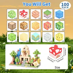 Магнітний конструктор Minecraft 100 шт по грі Майнкрафт Дракони та мухомори Mk001025 - мініатюра 4