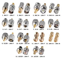 Перехідники для антени SMA на SMA BNC N PL259 SO239 набір 14 шт CNV - мініатюра 3