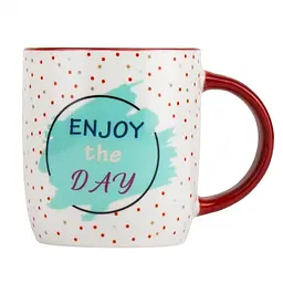 Чашка Elisey Enjoy the day 350 мл (9071-002v) с красной ручкой  