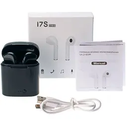 Бездротові навушники TWS Bluetooth i7S з боксом для зарядки Black (au006-hbr) - мініатюра 5