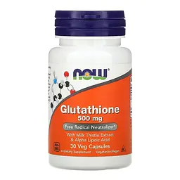 Амінокислота NOW Glutathione 500 mg, 30 вегакапсул