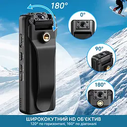 Нагрудний відеореєстратор BOBLOV A22 1080p з диктофоном, поворотним об'єктивом, дисплеєм, кутом огляду 160° - мініатюра 6